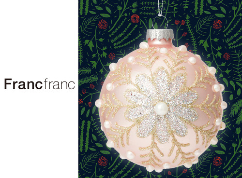 ◆ガラスオーナメント スノー ピンク…1,300円（税込）