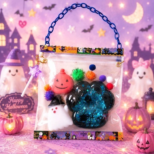 人気のもちぺたスクイーズでハロウィンミニバッグを作ろう♪