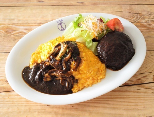 きのこオムハヤシ＆ハンバーグ